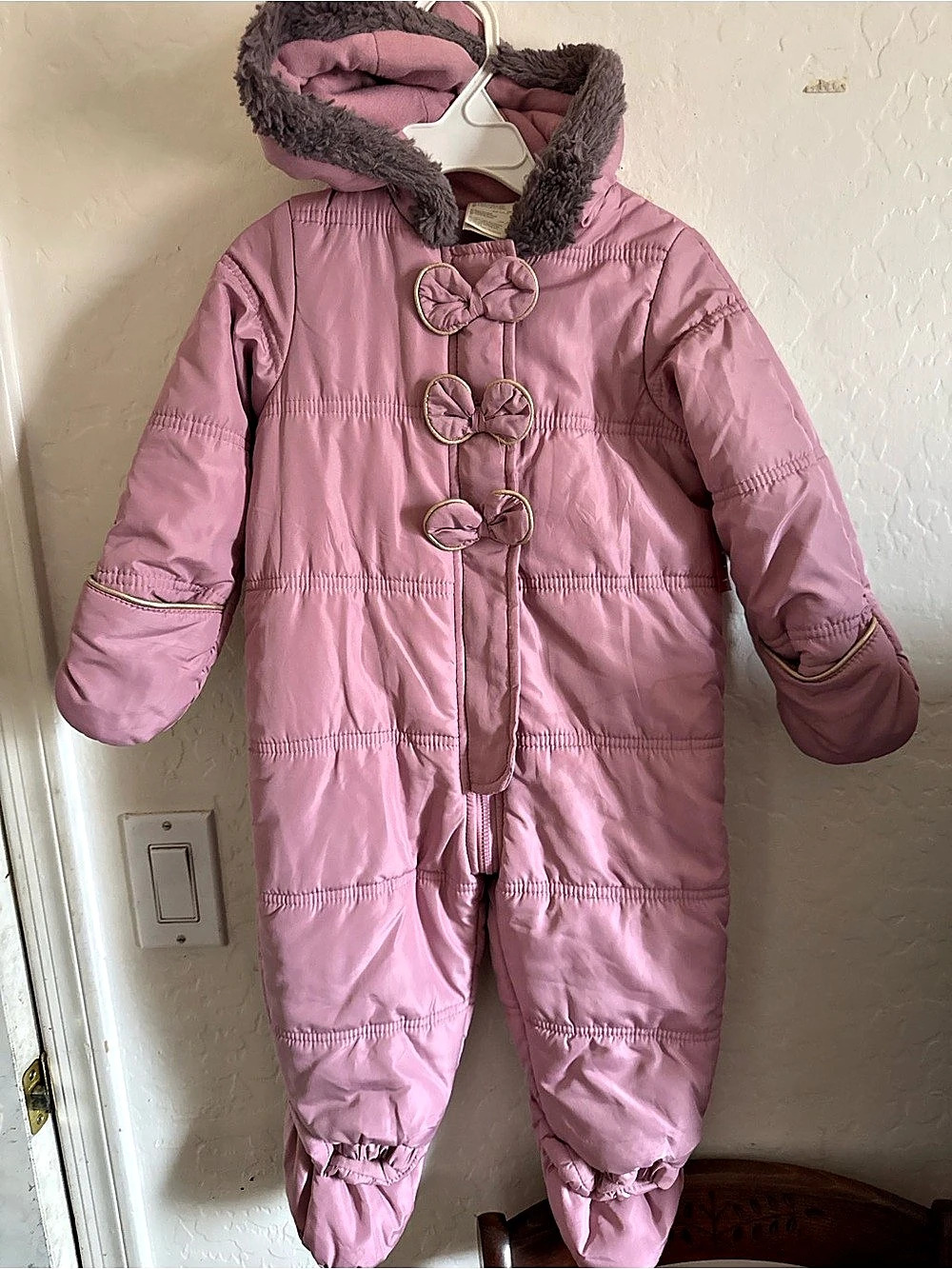 Pink Hooded Footie Snowsuit